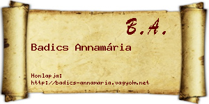 Badics Annamária névjegykártya